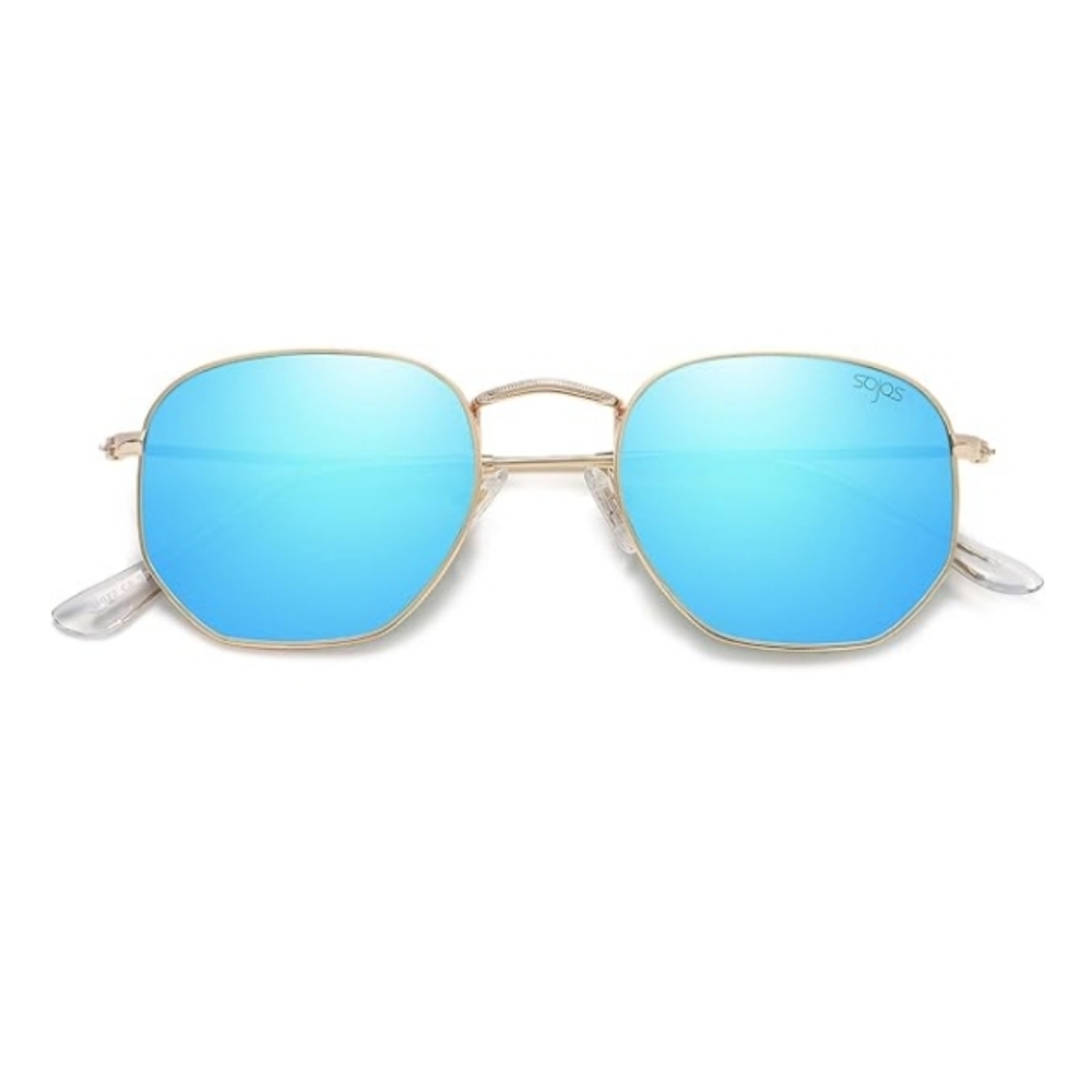 Polarized Hexagonal Sunglasses Polygon Shades SJ1072 Blue - Picture 2 of 5